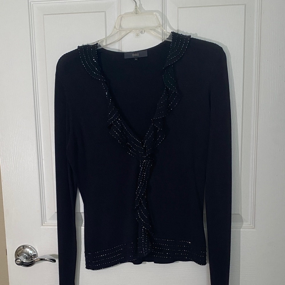 Elegant Black Long Sleeve Cardigan